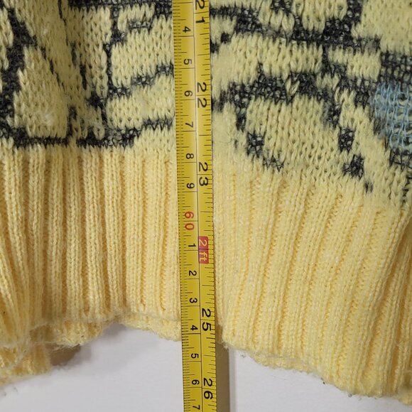 Prince Bellini Vintage Knit Preppy Yellow Gray Cotton Blend Cottagecore Sweater - Picture 11 of 13